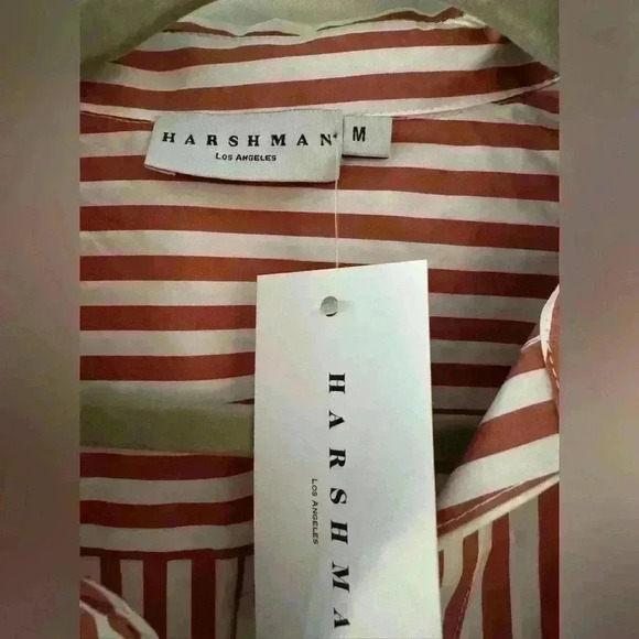 NEW Harshman 100% Cotton Selina Blouse ~ Brown Stripe ~ M ~ BEAUTIFUL! - Picture 2 of 10